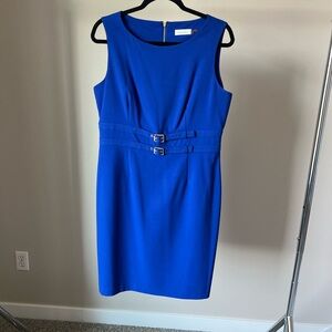 Calvin Klein Royal Blue Belted Midi Dress